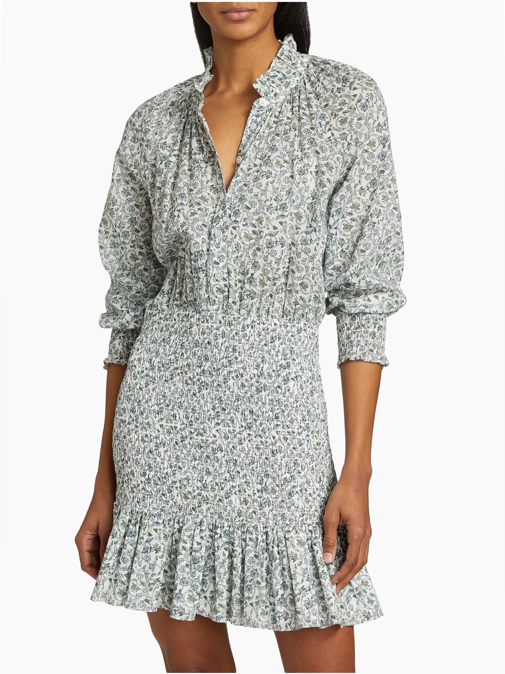 VERONICA BEARD CORSICA FLORAL COTTON MINI DRESS, SIZE M.